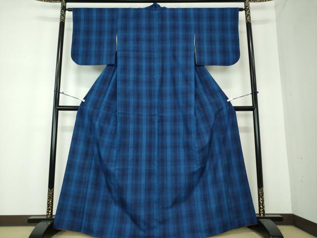 平和屋着物●本場結城紬 重要無形文化財 格子 正絹 逸品 DAAS3725ps