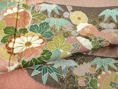 平和屋着物●訪問着 駒刺繍 絞り 霞吉祥花文 金彩 正絹 逸品 DAAS3760ps