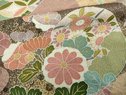 平和屋着物●訪問着 駒刺繍 絞り 霞吉祥花文 金彩 正絹 逸品 DAAS3760ps