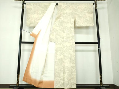 平和屋着物●結城紬　100亀甲　風景花文　正絹　逸品　DAAS3801ps