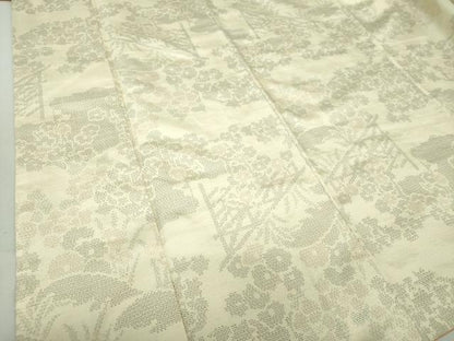 平和屋着物●結城紬　100亀甲　風景花文　正絹　逸品　DAAS3801ps