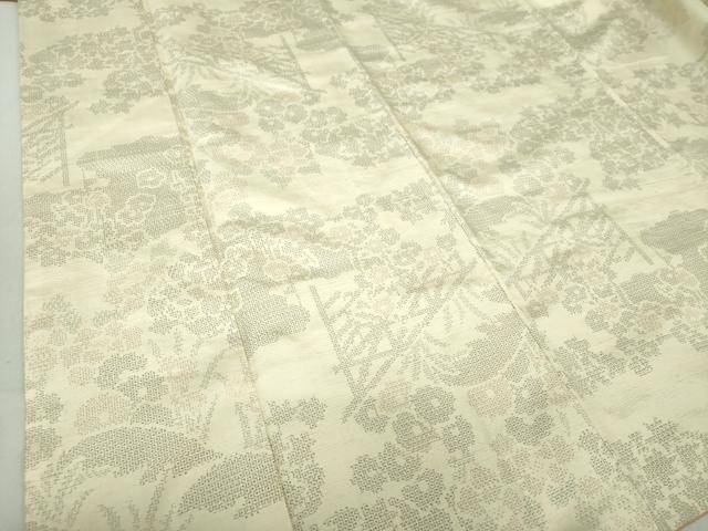 平和屋着物●結城紬　100亀甲　風景花文　正絹　逸品　DAAS3801ps