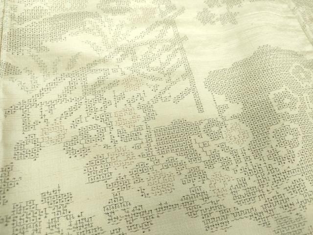 平和屋着物●結城紬　100亀甲　風景花文　正絹　逸品　DAAS3801ps
