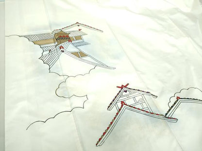 平和屋着物●本場染大島紬　訪問着　手描き　雲取り風景　金彩　正絹　逸品　DAAS3813ps