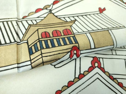 平和屋着物●本場染大島紬　訪問着　手描き　雲取り風景　金彩　正絹　逸品　DAAS3813ps
