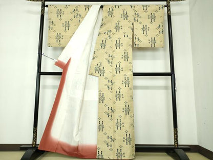 平和屋着物●上質な紬 藍 琉球絣文様 正絹 逸品 DAAS3832ps