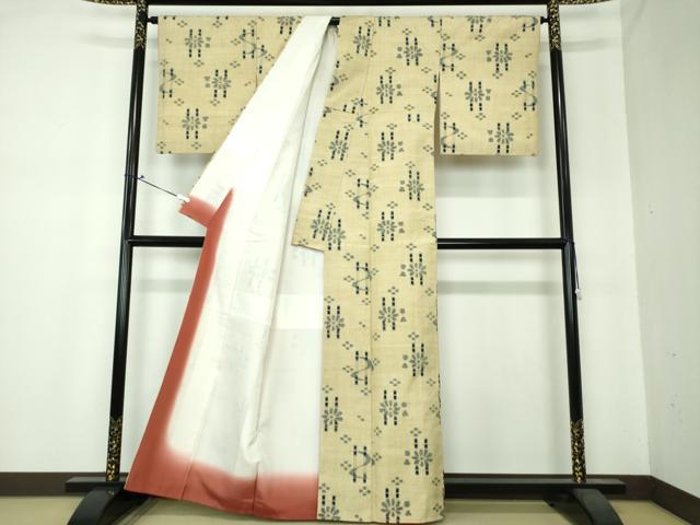 平和屋着物●上質な紬 藍 琉球絣文様 正絹 逸品 DAAS3832ps