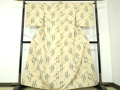 平和屋着物●上質な紬 藍 琉球絣文様 正絹 逸品 DAAS3832ps