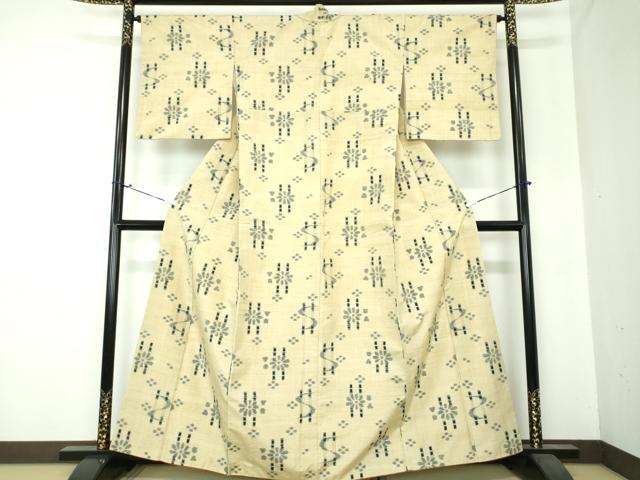 平和屋着物●上質な紬 藍 琉球絣文様 正絹 逸品 DAAS3832ps