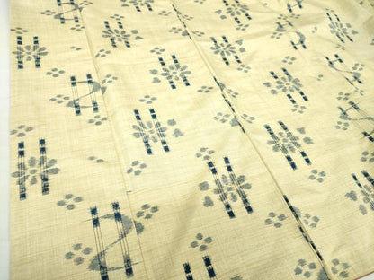 平和屋着物●上質な紬 藍 琉球絣文様 正絹 逸品 DAAS3832ps