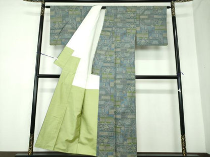 平和屋着物●本場大島紬 7マルキ 日本風景 囲炉裏 正絹 逸品 DAAS3836ps