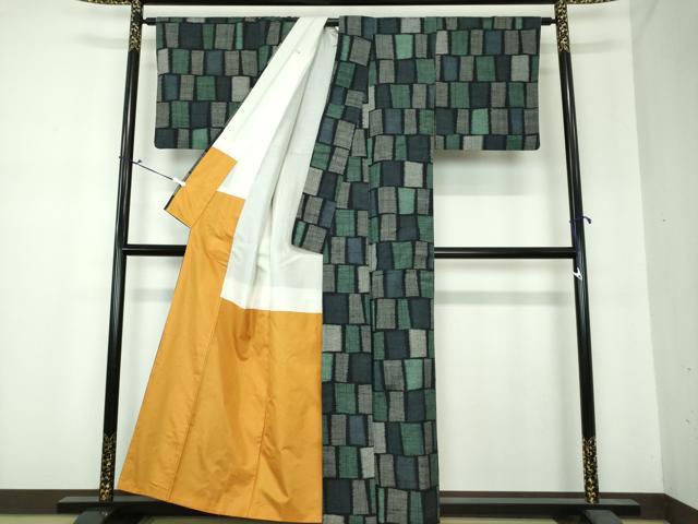 平和屋着物●上質な紬　格子　正絹　逸品　DAAS3854ps