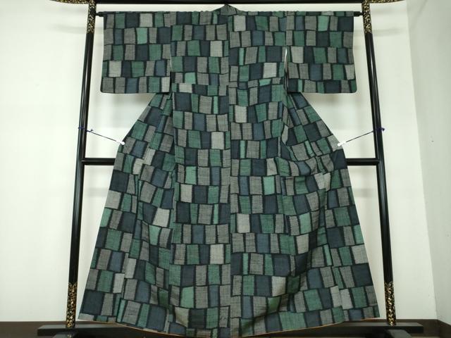 平和屋着物●上質な紬　格子　正絹　逸品　DAAS3854ps