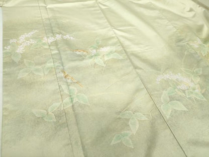 平和屋着物●本場大島紬 訪問着 作家物 手描き 花鳥文 正絹 逸品 DAAS3876ps