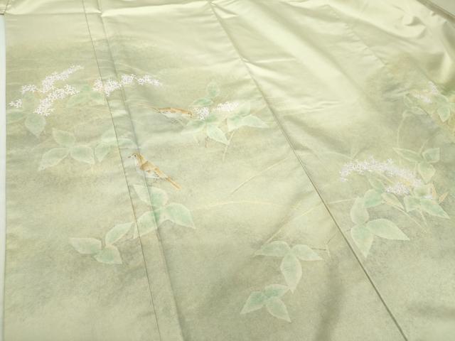 平和屋着物●本場大島紬 訪問着 作家物 手描き 花鳥文 正絹 逸品 DAAS3876ps