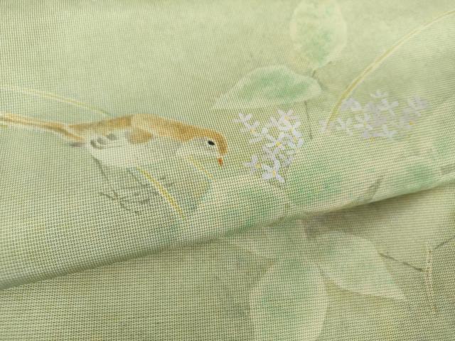 平和屋着物●本場大島紬 訪問着 作家物 手描き 花鳥文 正絹 逸品 DAAS3876ps