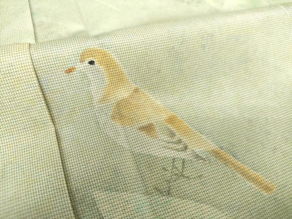 平和屋着物●本場大島紬 訪問着 作家物 手描き 花鳥文 正絹 逸品 DAAS3876ps