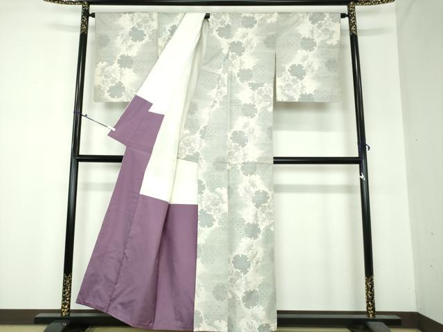 平和屋着物●本場大島紬 白大島 9マルキ 雪輪重ね花文 正絹 逸品 DAAS3909ps