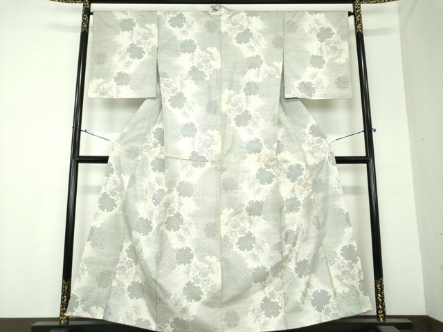 平和屋着物●本場大島紬 白大島 9マルキ 雪輪重ね花文 正絹 逸品 DAAS3909ps