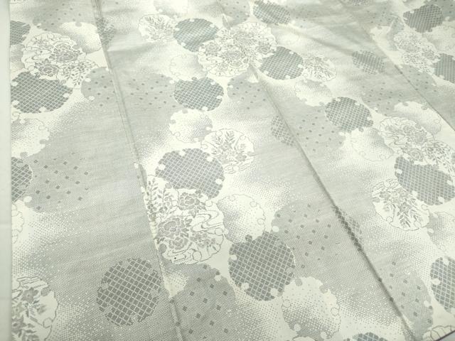 平和屋着物●本場大島紬 白大島 9マルキ 雪輪重ね花文 正絹 逸品 DAAS3909ps