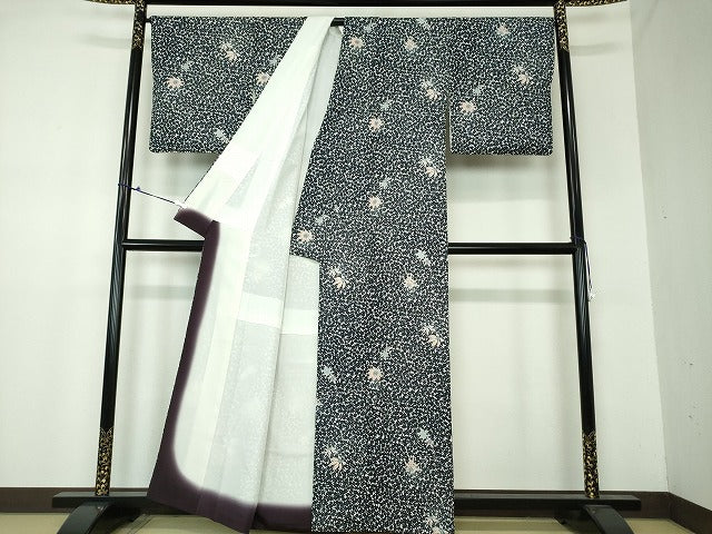 平和屋着物●上質な小紋　楓文　正絹　逸品　DAAS3966ps