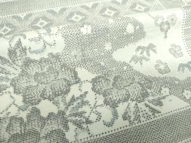 平和屋着物●本場大島紬 白大島 9マルキ 横段吉祥花文 正絹 逸品 未使用 DAAS3973ps