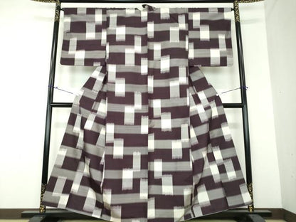 平和屋着物●上質な紬 変わり格子 正絹 逸品 DAAS3975ps
