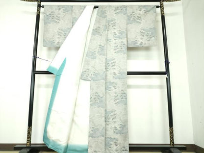 平和屋着物●本場大島紬 白大島 7マルキ 総絣 雲取り花文 正絹 逸品 DAAS3983ps