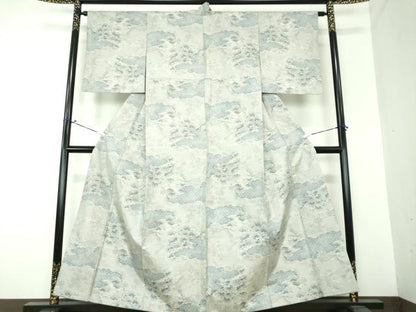 平和屋着物●本場大島紬 白大島 7マルキ 総絣 雲取り花文 正絹 逸品 DAAS3983ps