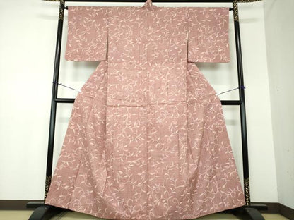 平和屋着物●生紬 ろうけつ染め 花唐草文 正絹 逸品 DAAS3984ps