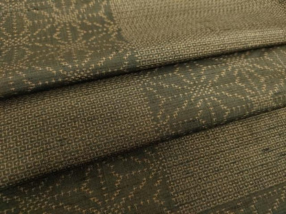 平和屋着物●結城紬 100亀甲 市松麻の葉文様 正絹 逸品 DAAS3990ps