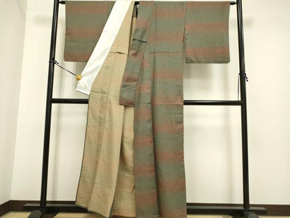 平和屋着物▽小紋 単衣 横段鹿の子文 洗える着物 DAAS4003du