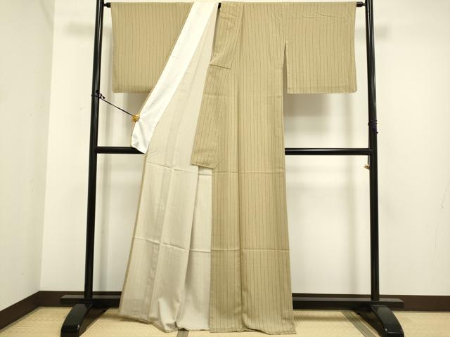 平和屋着物▽小紋 単衣 縞 洗える着物 DAAS4010du