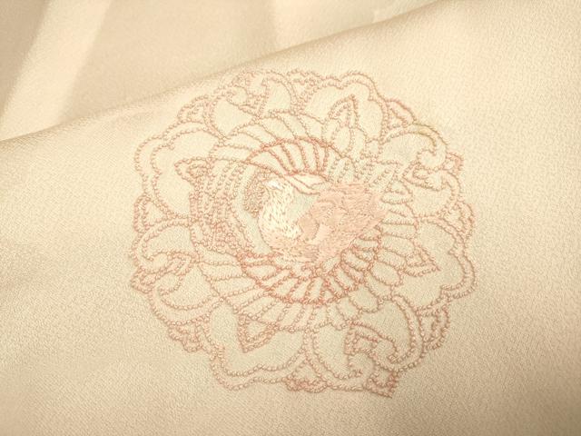 平和屋着物▽中国三大刺繍 相良刺繍 総刺繍 訪問着 単衣 花鳥文 正絹 逸品 DAAS4012du