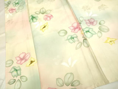 平和屋着物▽上質な小紋 単衣 地紋起こし 手描き 草花文 暈し染め 正絹 逸品 DAAS4015du
