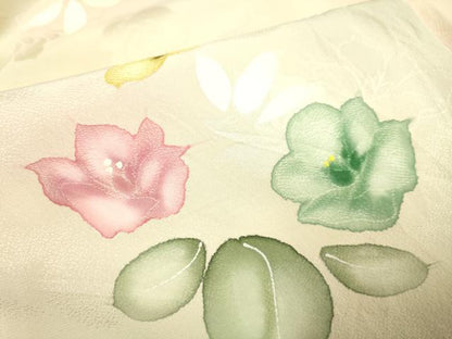 平和屋着物▽上質な小紋 単衣 地紋起こし 手描き 草花文 暈し染め 正絹 逸品 DAAS4015du