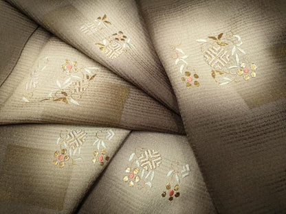平和屋着物▽訪問着 単衣 刺繍 草花文 蛍暈し 金彩 正絹 逸品 DAAS4168du