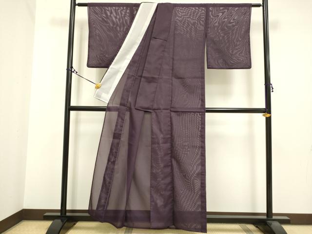 平和屋着物＊夏物 色無地 絽 似せ紫色 洗える着物 DAAS4465du
