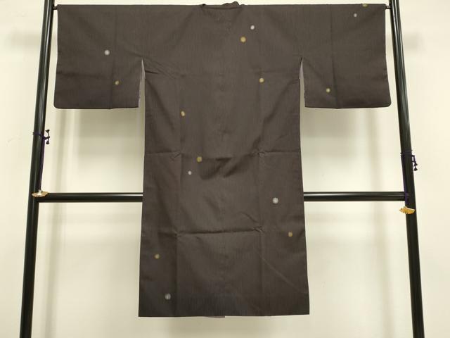 平和屋着物●道中着　ロング丈　リバーシブル　袷　紋紗　水玉　金銀彩　正絹　逸品　DAAS4477du