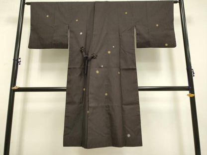 平和屋着物●道中着　ロング丈　リバーシブル　袷　紋紗　水玉　金銀彩　正絹　逸品　DAAS4477du
