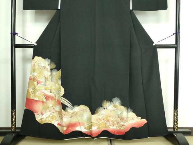 平和屋着物■豪華黒留袖　立波飛鳥松文　金彩　正絹　逸品　DAAS4654sf