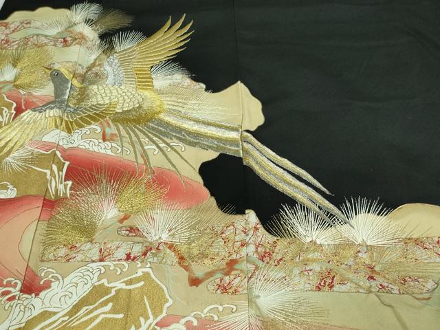 平和屋着物■豪華黒留袖　立波飛鳥松文　金彩　正絹　逸品　DAAS4654sf