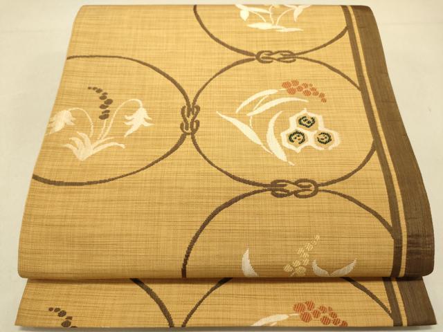 平和屋着物◎六通柄袋帯　草花丸文　正絹　逸品　DAAS5791we