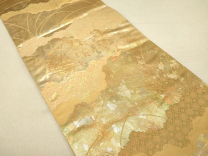 平和屋着物◎六通柄袋帯 唐織 花唐草文 引箔 正絹 逸品 DAAS5820we