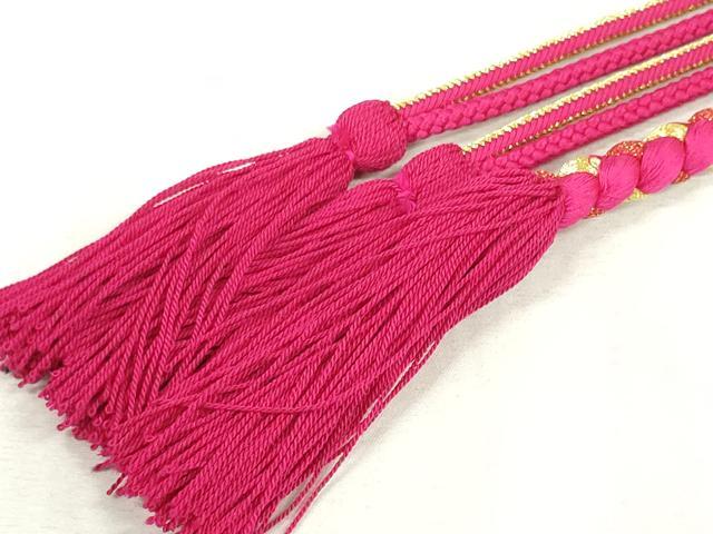 平和屋着物●和装小物 振袖用帯締め 飾り付き パール 丸組 金糸 逸品 未使用 DAAS6341zzz