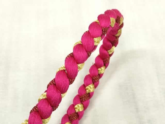 平和屋着物●和装小物　振袖用帯締め　飾り付き　パール　丸組　金糸　逸品　未使用　DAAS6343zzz