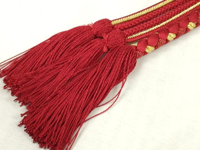 平和屋着物●和装小物　振袖用帯締め　飾り付き　パール　丸組　金糸　逸品　未使用　DAAS6349zzz