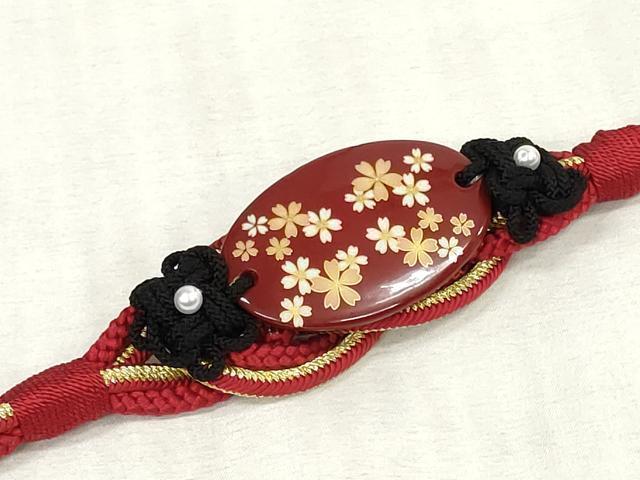 平和屋着物●和装小物 振袖用帯締め 飾り付き パール 丸組 金糸 逸品 未使用 DAAS6350zzz