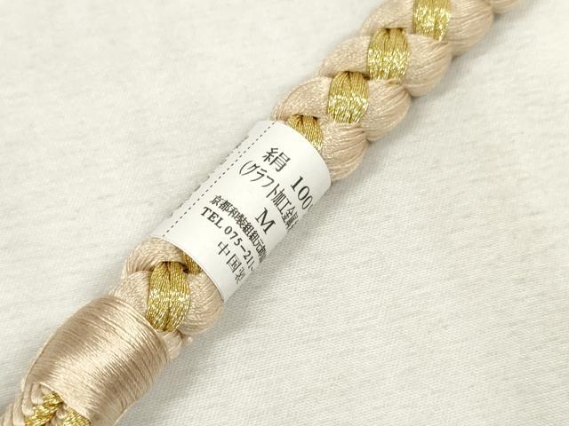 平和屋着物●和装小物　振袖用帯締め　飾り付き　パール　飾り玉　丸組　金糸　逸品　未使用　DAAS6356zzz