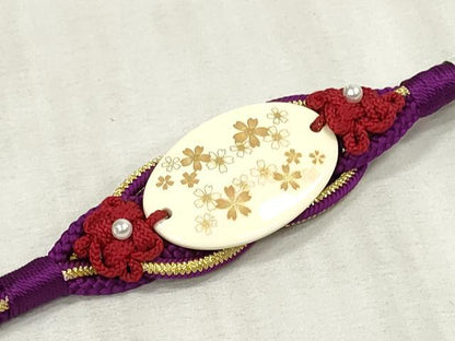 平和屋着物●和装小物　振袖用帯締め　飾り付き　パール　丸組　金糸　逸品　未使用　DAAS6362zzz